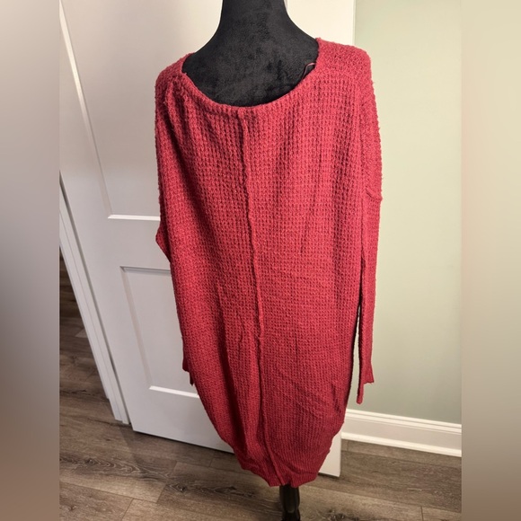 Intimately Free People sz XS/S COZY Pullover Oversized Tunic Sweater maroon - Picture 3 of 8